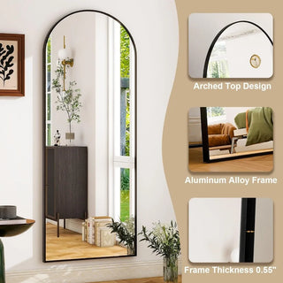 28" x 71" Full Length Mirror - Aluminum Alloy Frame Full Body Mirror - Black Extra Large Floor Mirrors for Bedroom, Living Room