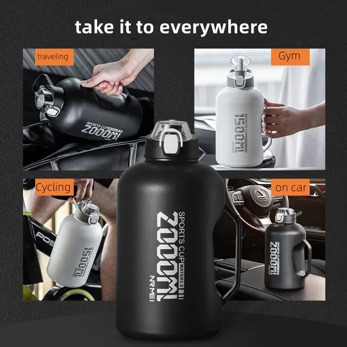 2 Liter Water Bottle Stainless Steel Thermos Bottle Outdoor Sports gym Vacuum Water Flask Insulated