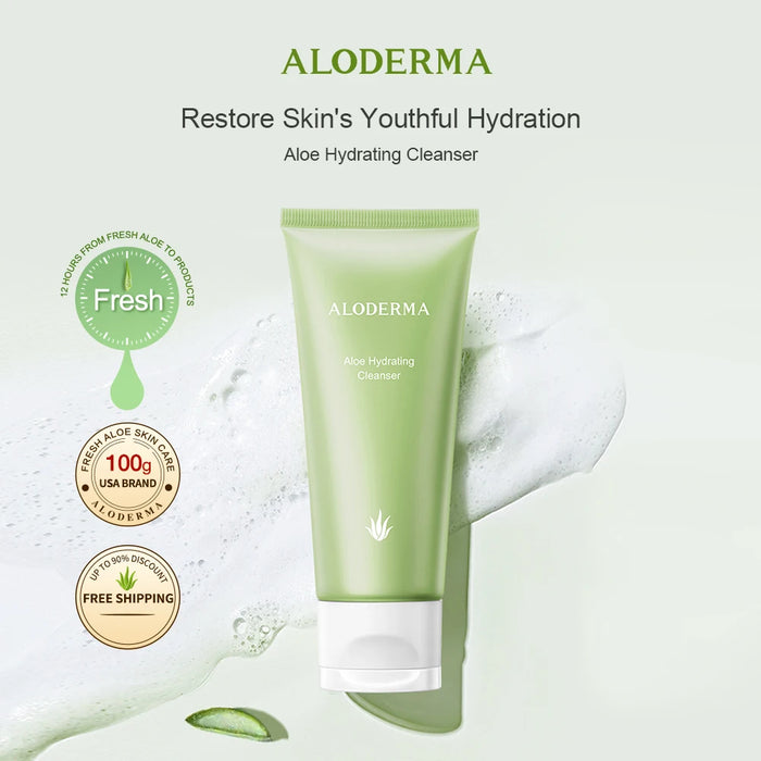 ALODERMA Fresh Aloe Vera Hydrating Cleanser Moisturizing Facial Lotion Face Wash Gel Deep Cleaning Face Foam Skin Care 100g