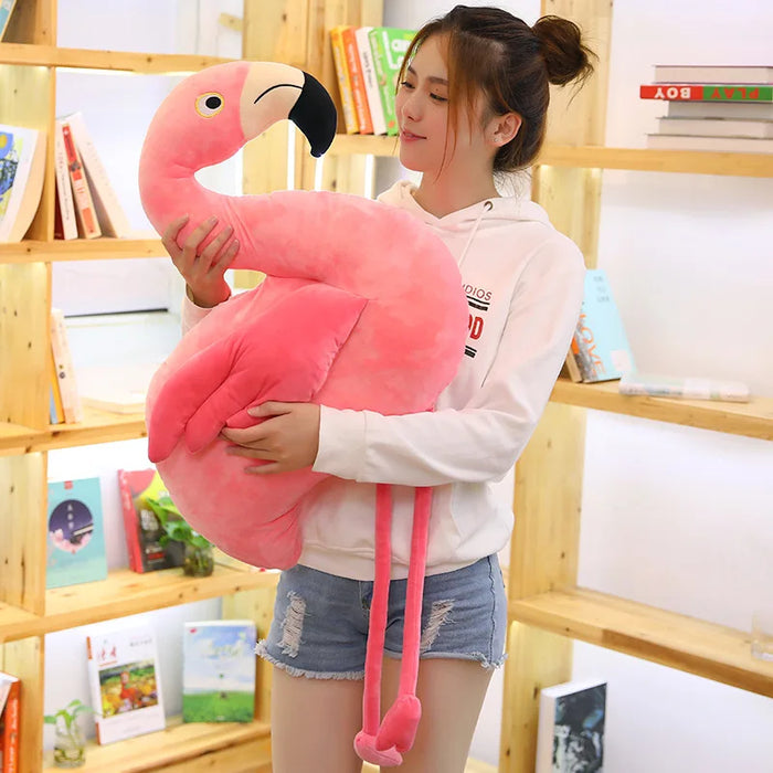 40~100cm Pink Flamingo Plush Doll Long Legs Hangable with Loop Home Wall Decor Sweet Bird Wild Animal Kids Birthday Gift