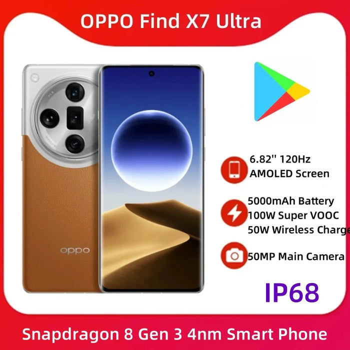 OPPO Find X7 Ultra 5G Smart Phone 6.82'' 120Hz AMOLED Screen 5000mAh Battery 100W Super VOOC 50W Wireless Charge OTG 50MP OTA