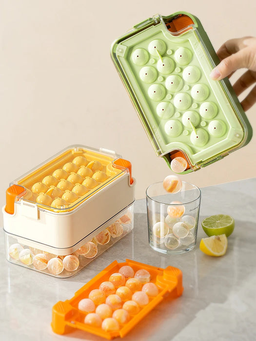 Silicone Ice Cube Mold Household Refrigerator Large Capacity Ice Box Press with Lid Frozen Food Grade Mini Ice Grid Kitchen Tool