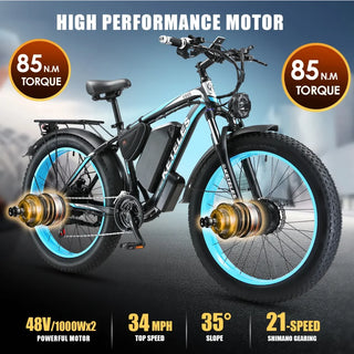 Electric Bicycle Keteles K800 Brand New Dual Motor 48V 23AH 26*4.0 Fat Tire Hydraulic Brake Soft Tail Frame  Ebike