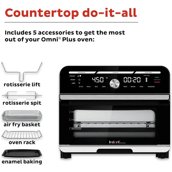 19 QT/18L Air Fryer Toaster Oven Combo, From the Makers of Instant Pot, 10-in-1 Functions, Fits a 12" Pizza, 6 Slices of Bread