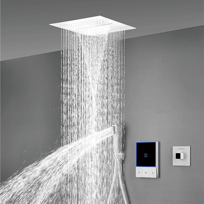 Luxury black brass shower system with digital display screen design Wall mounted dual control cold and hot 3 function shower Tap