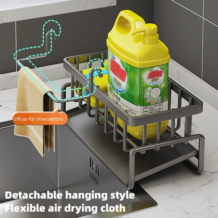 Kitchen Sink Caddy Sponge Holder Organizer Drying Rack Sink Basket Brush Holder Dish Cloth Hanger Stainless Steel Rustproof