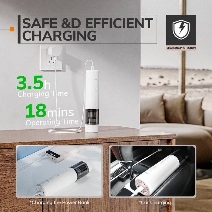 MIUI Handheld Car Vacuum Cleaner Wireless Portable Cleaning Machine for Home Multifunctional USB Rechargeable 60W Strong Suction