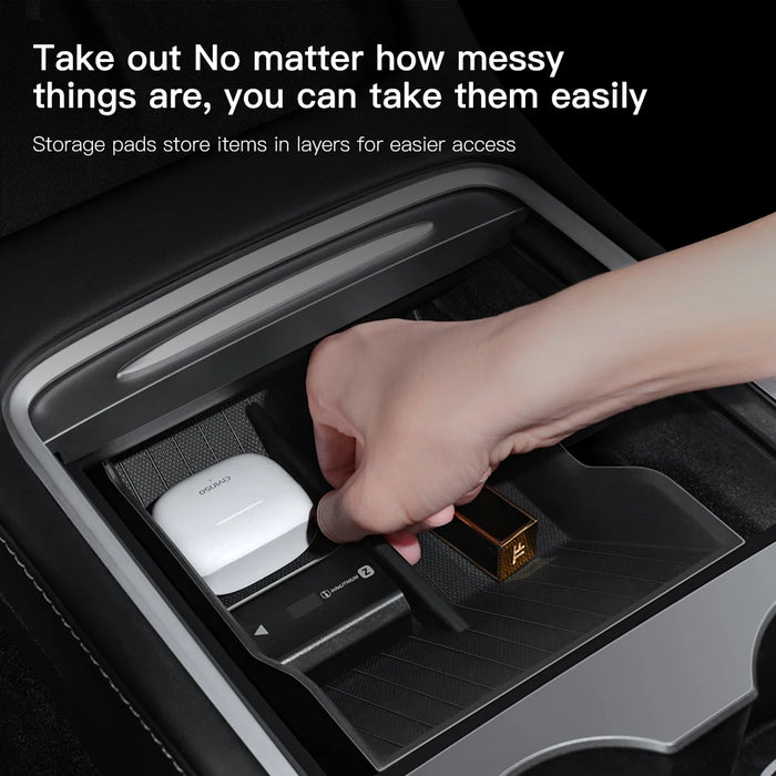 YZ Full TPE Central Control Storage Box For Tesla Model 3 Model Y  Center Console Armrest Front Rear Organizer Storage Box Case