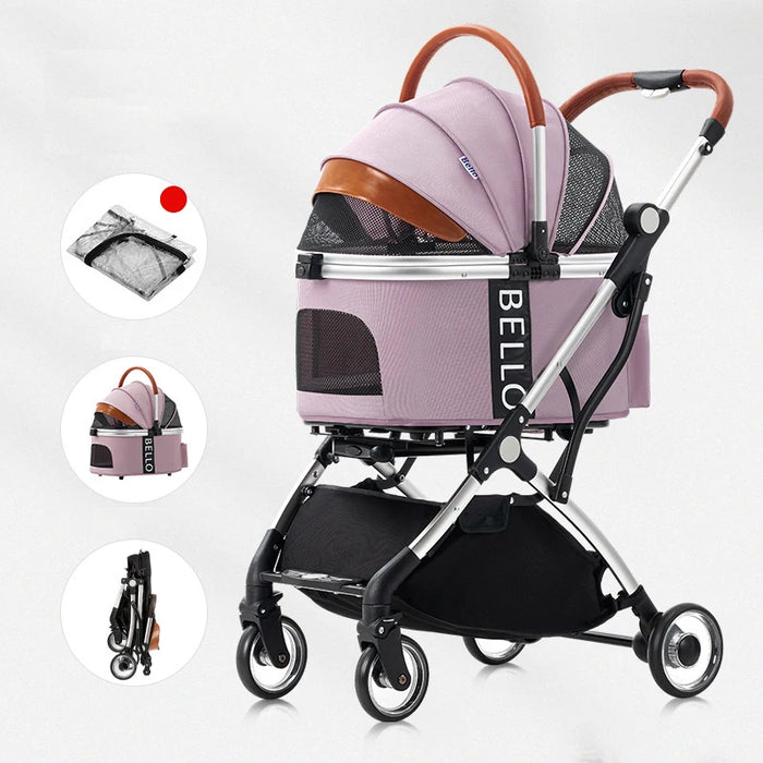 Foldable Detachable Pet Travel Bag Pet Stroller Carrier Outdoor Weather Cover Pet Cart Dog Travel Stroller Trolley Cart