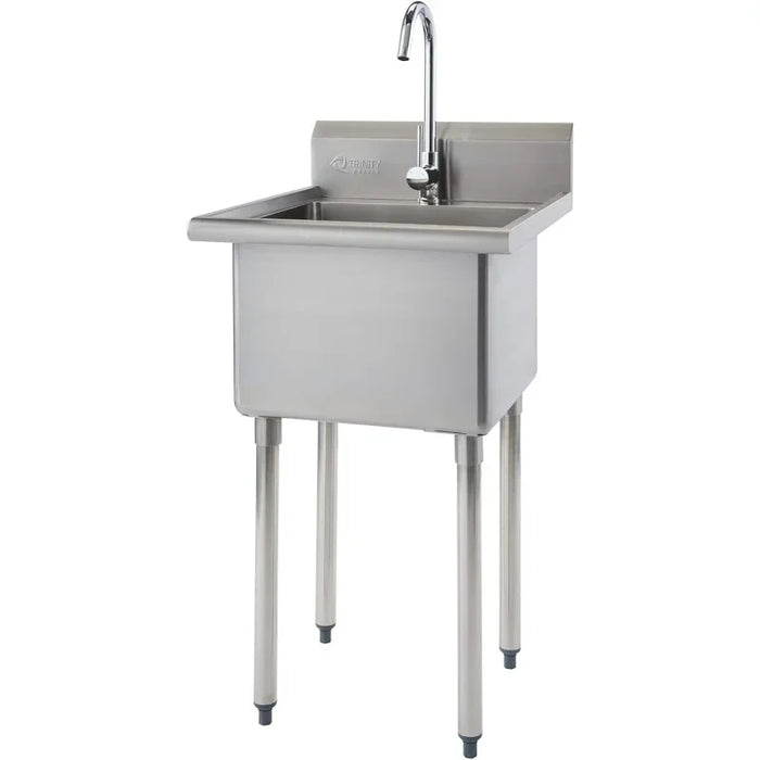 TRINITY THA-0307 Basics Stainless Steel Freestanding Single Bowl Utility Sink for Garage, Laundry Room, and Restaurants, Include