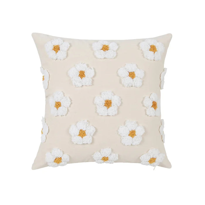 Daisy Tufted Cushion Cover Embroidery Flora Cushion Cover Home Decor Yellow Blue Flowers Pillowcase 50x30cm/45x45cm