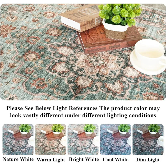 Area Rug 5*8 for Living Room Soft Carpet for Bedroom Waterproof Floral Distressed Indoor Stain Floor Carpets