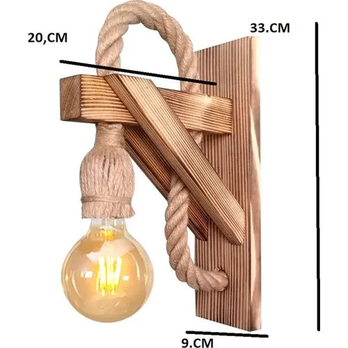 Levant Wood Tumbled Design Applique wall-mounted wood rustic natural rope lighting light indoor environment