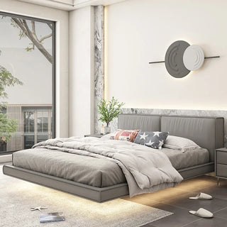 Suspended bed leather bed light luxury modern minimalist simple home furniture double bed frame small apartment