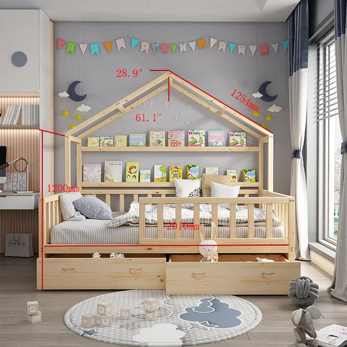 Furniture Kids Bed Twin Canopy Bed Baby Bed Wood Children