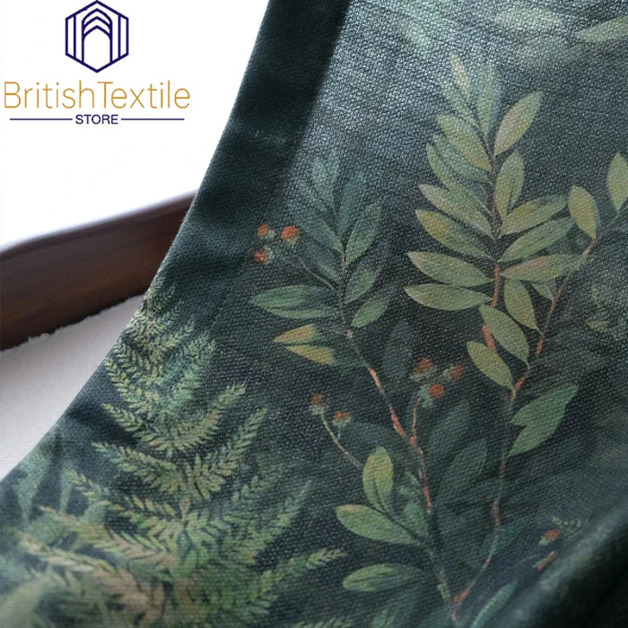 Modern Dark Green Forest American Pastoral Linen Curtains for Living Room Bedroom Dining Luxury Blackout Window Drapes Custom