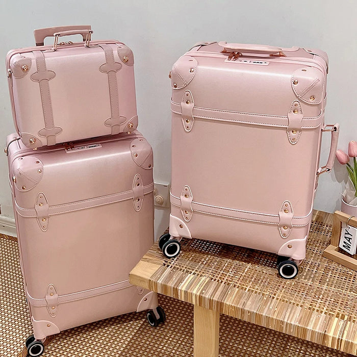 Vintage pink luggage 20 "boarding advanced 28" large capacity trolley box cardan wheel woman suitcase