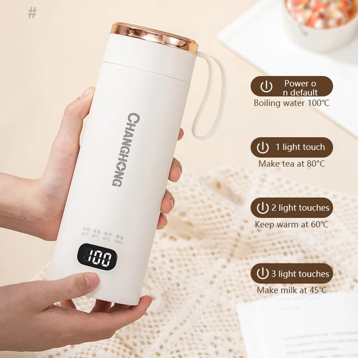 Portable Electric Water Bottle thermos cup Tea Coffee Kettle Travel Boil Water Leakproof Warm Smart Temperature Control Kettles