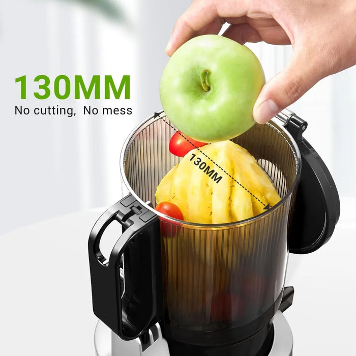 5.3 inch self feeding chewing juicer suitable for whole fruits and vegetables,cold pressed electric juicer with high juice yield