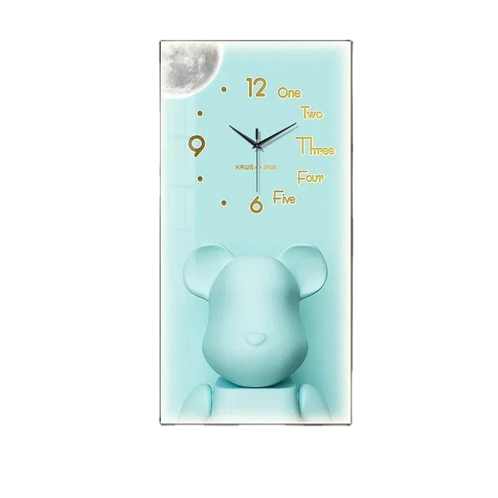 Cartoon Bear LED Wall Clock Painting Fashionable Mute Decorations in The Household Decor Living Room Corridor Electronic Clocks