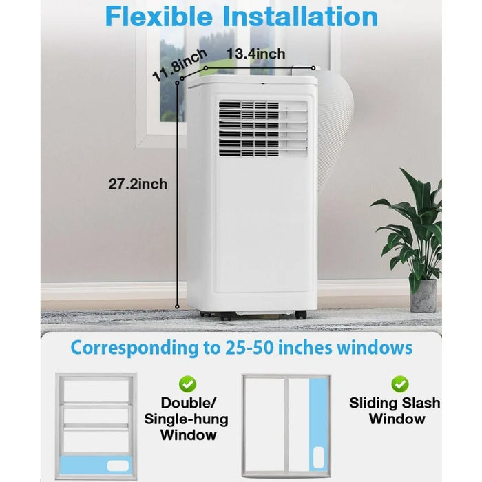 Conditioner, 10000 BTU for Room up to 450 sq. ft, Portable AC with Dehumidifier & Fan, 2 Fan Speeds, 24H Timer, Remote