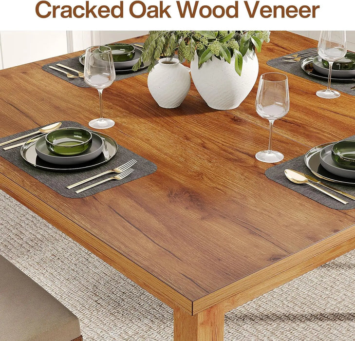 39.4 Inches Square Dining Table for 4 People,Wooden  Dinner Table with Oak Finish Top and Solid Wood Legs for Dining Room