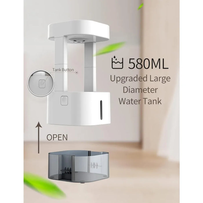 Anti Gravity Cool Mist Humidifiers for Bedroom with LED Lights 580ML, Anti Gravity Water Droplets Air Humidifier