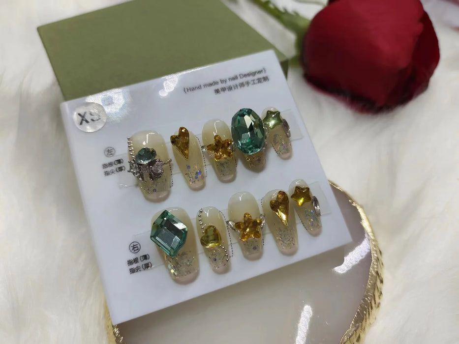 Hand-made LUXURY high quality European and American  Middle east amazing beautiful High-ending  finished bling  artificial nail