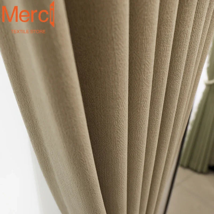 French Luxury Romantic Lace Curtain Milk Tea Color Blackout New Bay Window Curtains for Living Dining room Bedroom Tulle Custom