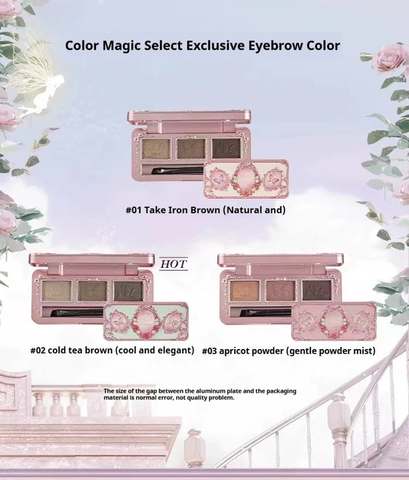 Flower Knows Midsummer Night Eyebrow Powder With Three Delicate Colors Natural Three-dimensional Color Long-lasting