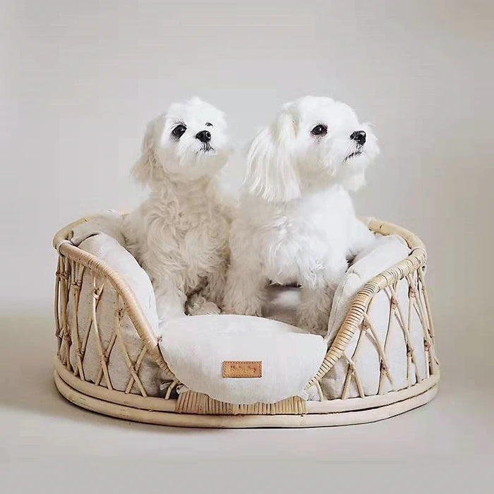 Pet cat and dog sofa rattan nest good cleaning pet bed Indonesian rattan handmade dog rattan bed