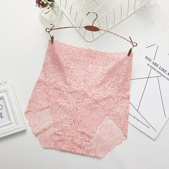 Lace Panties Women's High Waist Sexy Transparent Large Size Hips and Abdomen Seamless Triangle Women's Panties Pure Cotton Cloth