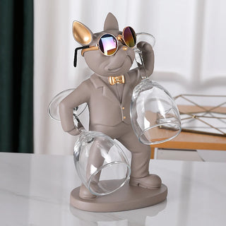 Home Decoration Dog Ornaments French Bulldog Wine Glass Holder Wine Holder Stand Table Decoration Nordic Resin Sculpture