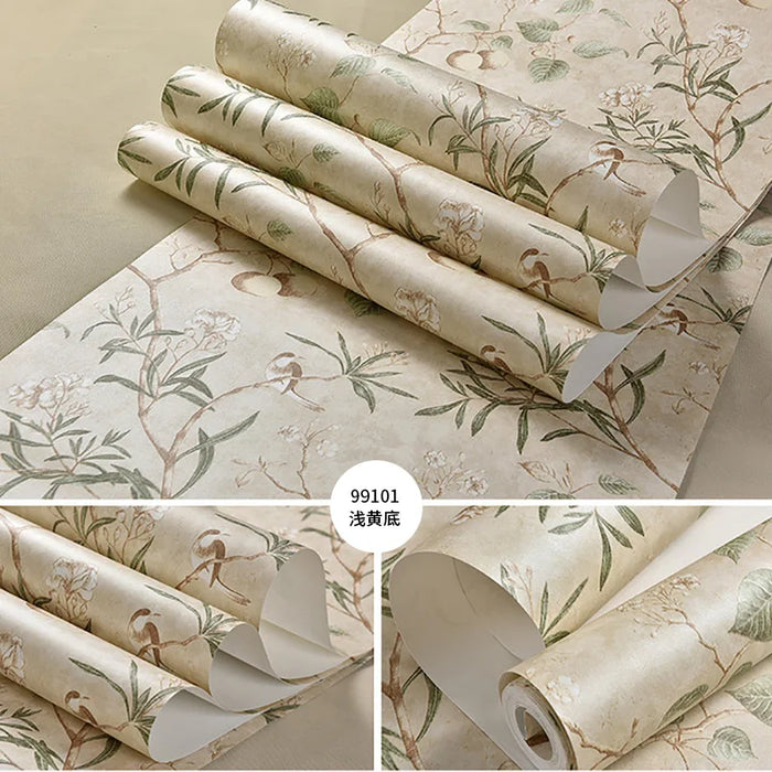 Antique flower bird pattern wallpaper Apple Tree bedroom living room wallpaper non woven rural wallpaper Printed wallpaper W82