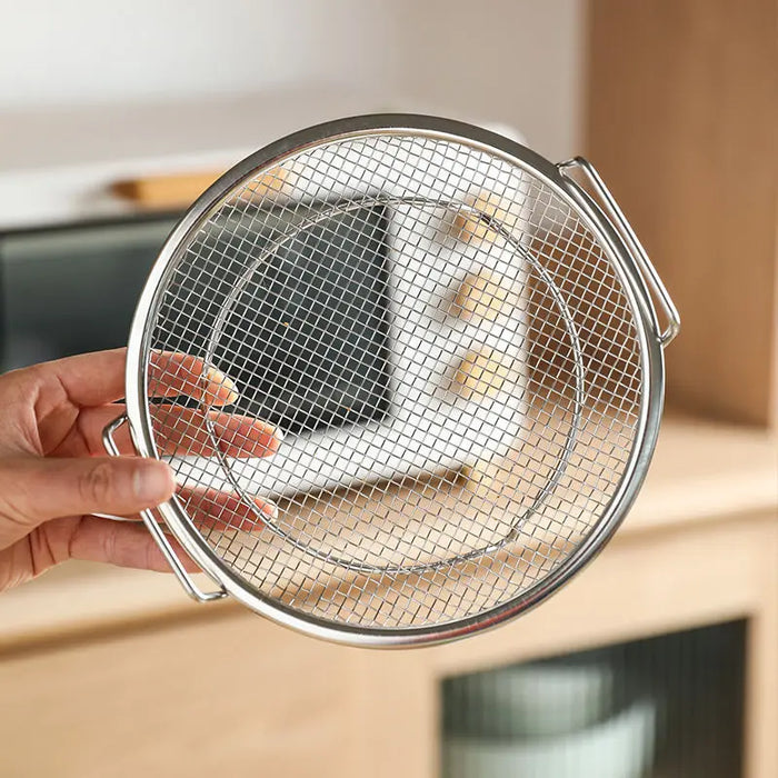 Kitchen Fry Mesh Net BBQ Net Stainless Steel Basin Oil Rack Filter Plate Frying Basket Baking Shaker Tub Strainer Tray