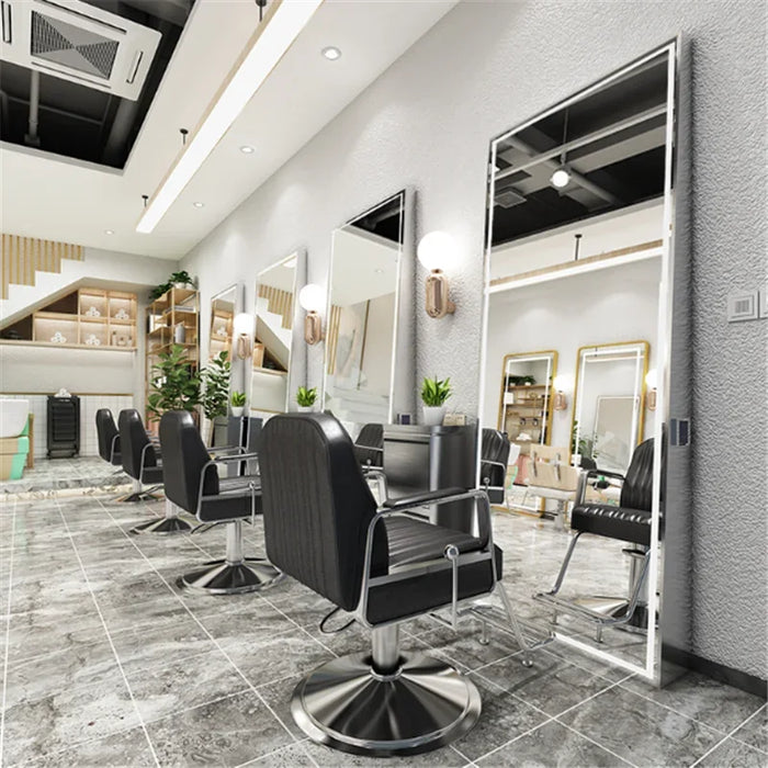 Internet Celebrity Barber Shop Single And Double-sided Mirror,Hair Salon Dedicated Wall-mounted Hairdressing Mirror With Lamp