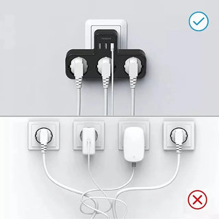 TESSAN EU KR Plug Multi-tap Power Strip with 3 Sockets 3 USB Ports Overload Protection Wall Socket Extender Adapter for Home