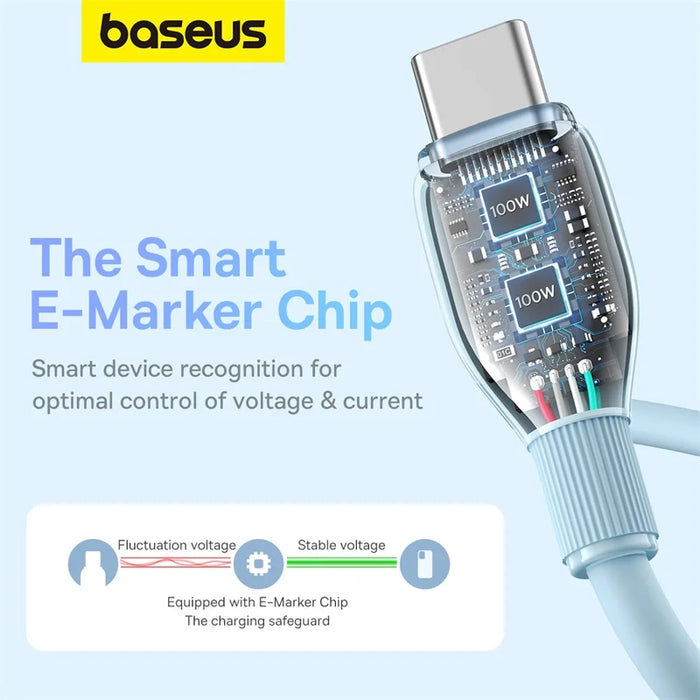 Baseus PD 100W USB C Cable For iPhone 15 Fast Charging Cable For Samsung Xiaomi Huawei Macbook Data Wire Charging Cable Soft TPE