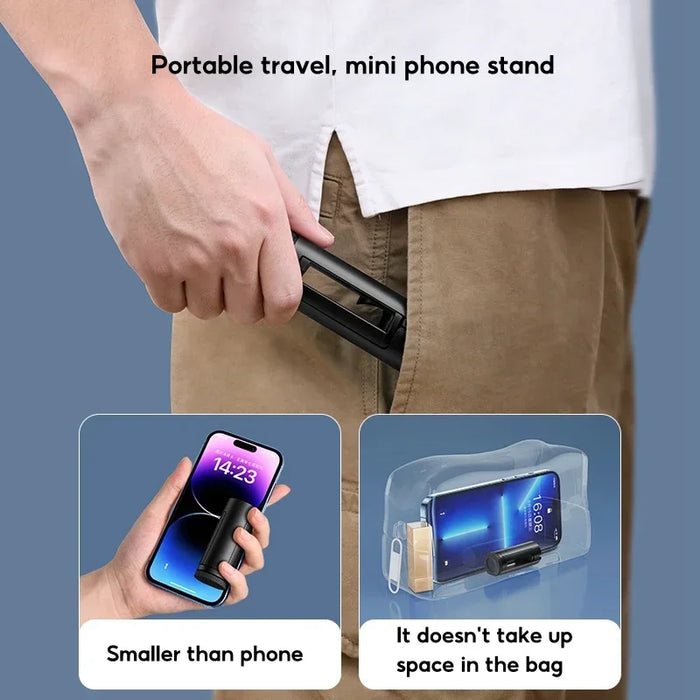 Eary Mini Portable Travel Phone Holder Flodable Phone Stand Selfie Stick 360° Rotatable Phone Stand Clip Holder
