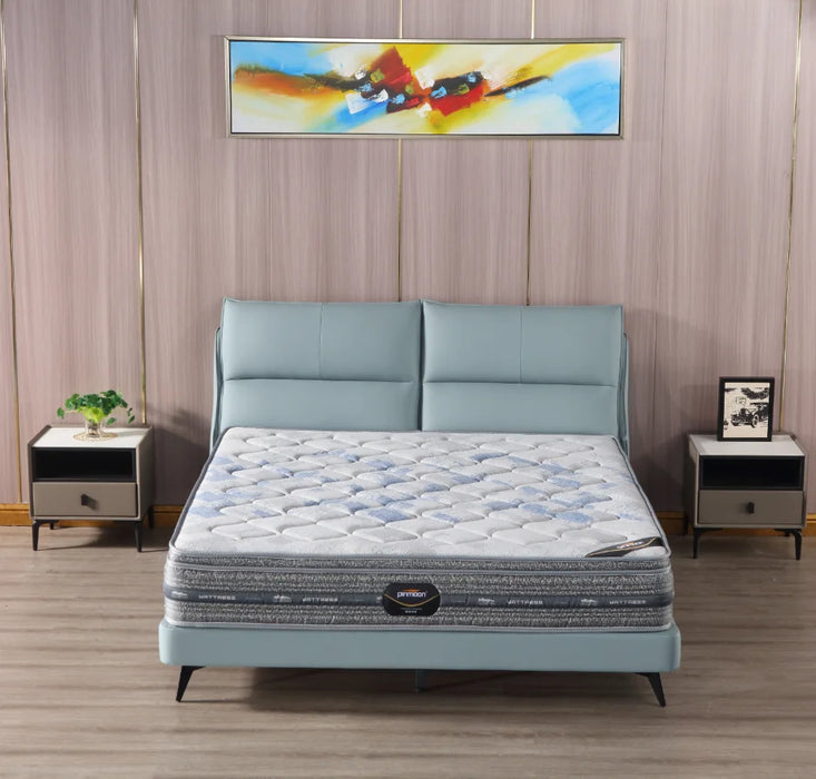 King Size Modern Hotel Wooden Upholstered Leather Bed And Mattress Set Memory Foam Home Bedroom Furniture