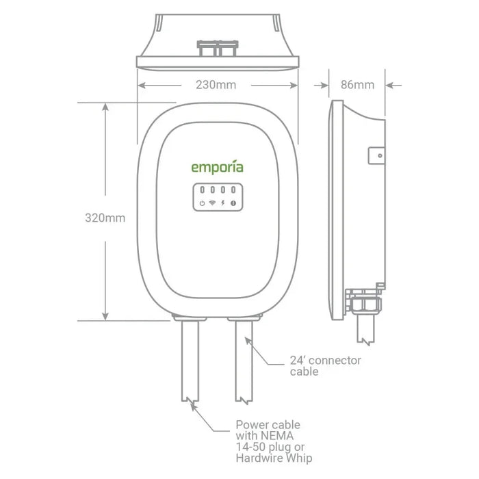 EMPORIA EV Charger Level 2 with CCS/J1772, 48 amp Indoor/Outdoor Electric Car Charger, NEMA 14-50 EV Charger Plug or Hardwired,