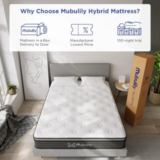 12 Inch Hybrid Mattress in a Box with Gel Memory Foam,Individually Wrapped Pocket Coils Innerspring for a Cool & Peaceful Sleep