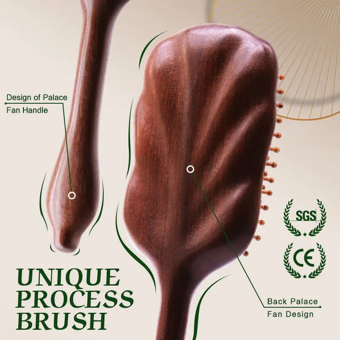 Luxurious Sandalwood Hair Brush Women Custom Wide Teeth Paddle Hairbrush Wooden Comb for Hair Massage Scalp Brush Brosse Cheveux