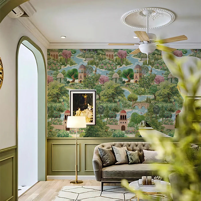 Customized Murals Green Forests Home Decor Elegant REA Canvas Cloth Mural European Castles Decoration 200cmx300cm Mural