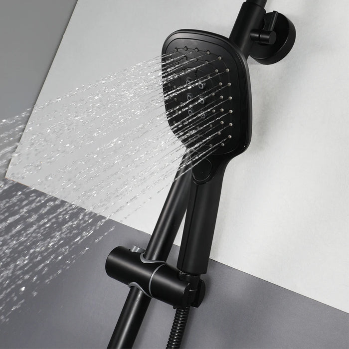 Bathroom shower mixer 260x195mm ABS shower head wall mounted hot cold black shower faucet set