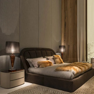 Bedside table leather simple modern bedroom net red bedside cabinet solid wood Italian storage leather cabinet art light luxury