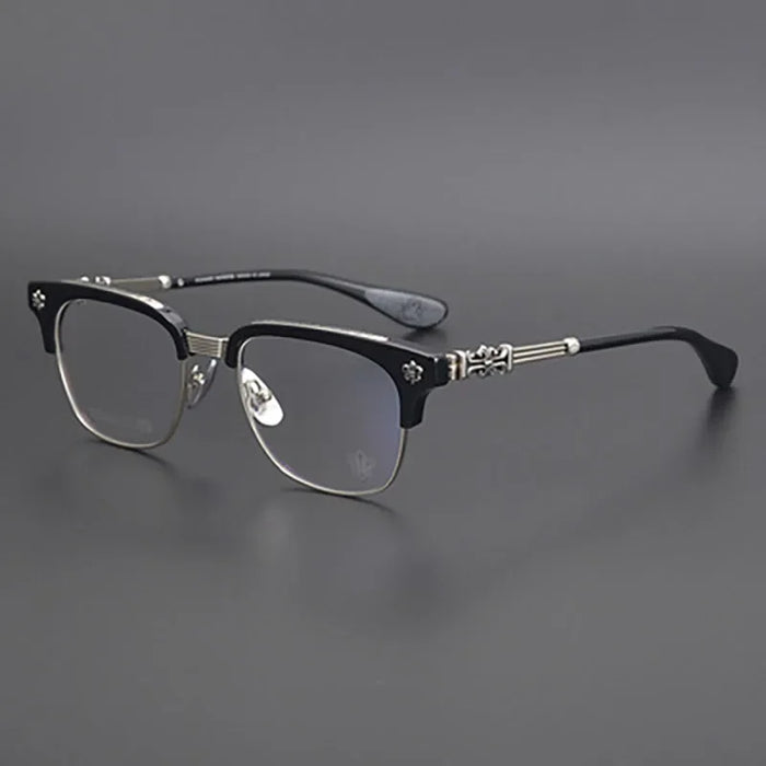 FEROCE 2023 High-End Handmade Carved Eyewear pure titanium medium gold glasses luxury Italian acetate half frame myopia glasses