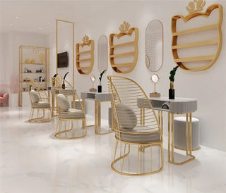Light Luxury Internet Celebrity Marble and Wrought Iron Double-layer Nail Table and Chair Set