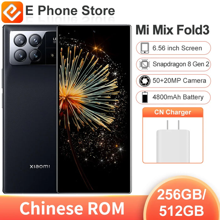 Xiaomi Mi MIX Fold 3 256GB/512GB Snapdragon 8 Gen 2 6.56” Screen 50MP+20MP Camera 4800mAh Battery 67W Fast Charging 5G