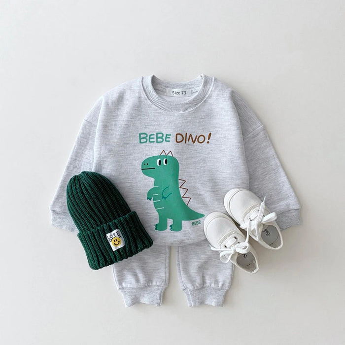 2024 Autumn New Arrival Sports Set Children Girls Comfortable Bear Solid Pullover Sweatshirts+Loose Cotton Pants Boy Casual Suit